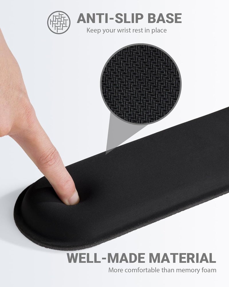 Laborio Ergonomic Mouse Pad Wrist Support Set, Memory Foam Keyboard Wrist Rest Set, Ergonomic Keyboard Pad, Non-Slip Base Mousepad（Black Set） - Image 5